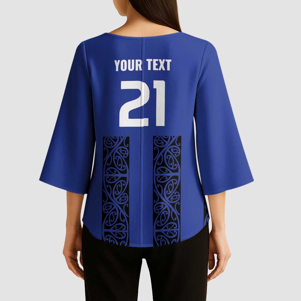 Custom Oceania Football NZ Auckland Kimono Sleeve Blouse Maori Tribal Pattern LT9 - Polynesian Pride