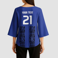 Custom Oceania Football NZ Auckland Kimono Sleeve Blouse Maori Tribal Pattern LT9 - Polynesian Pride
