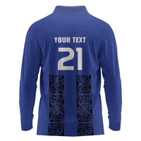 Custom Oceania Football NZ Auckland Long Sleeve Polo Shirt Maori Tribal Pattern