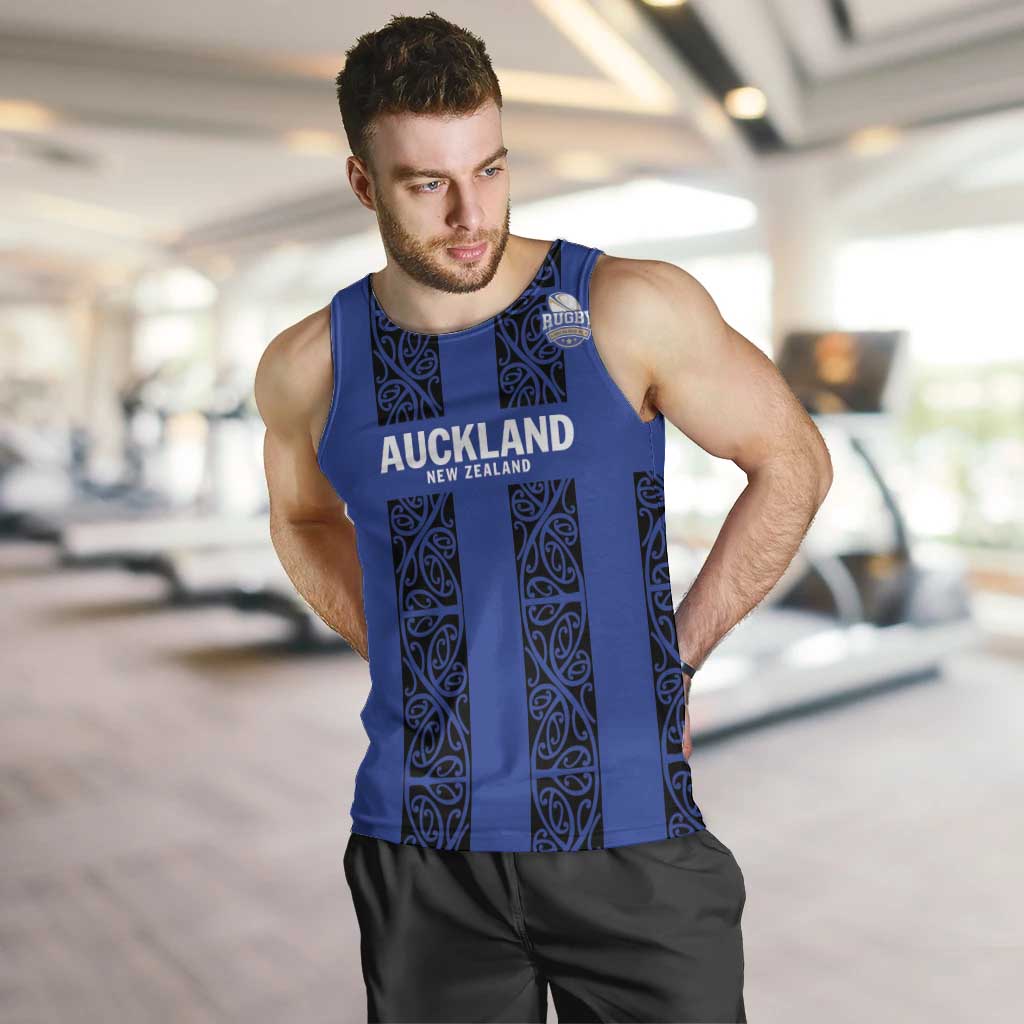 Custom Oceania Football NZ Auckland Men Tank Top Maori Tribal Pattern LT9 Blue - Polynesian Pride