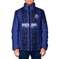 Custom Oceania Football NZ Auckland Padded Jacket Maori Tribal Pattern LT9 Men Blue - Polynesian Pride