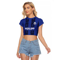 Custom Oceania Football NZ Auckland Raglan Cropped T Shirt Maori Tribal Pattern
