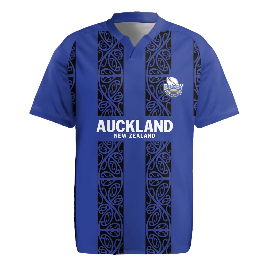 Custom Oceania Football NZ Auckland Rugby Jersey Maori Tribal Pattern LT9 Blue - Polynesian Pride