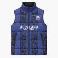 Custom Oceania Football NZ Auckland Sleeveless Puffer Jacket Maori Tribal Pattern LT9 Unisex Blue - Polynesian Pride