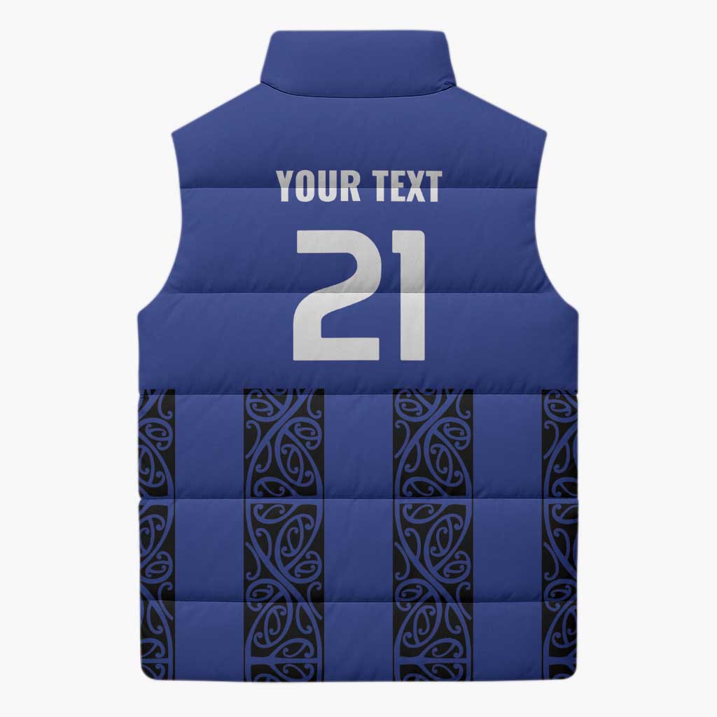 Custom Oceania Football NZ Auckland Sleeveless Puffer Jacket Maori Tribal Pattern LT9 - Polynesian Pride