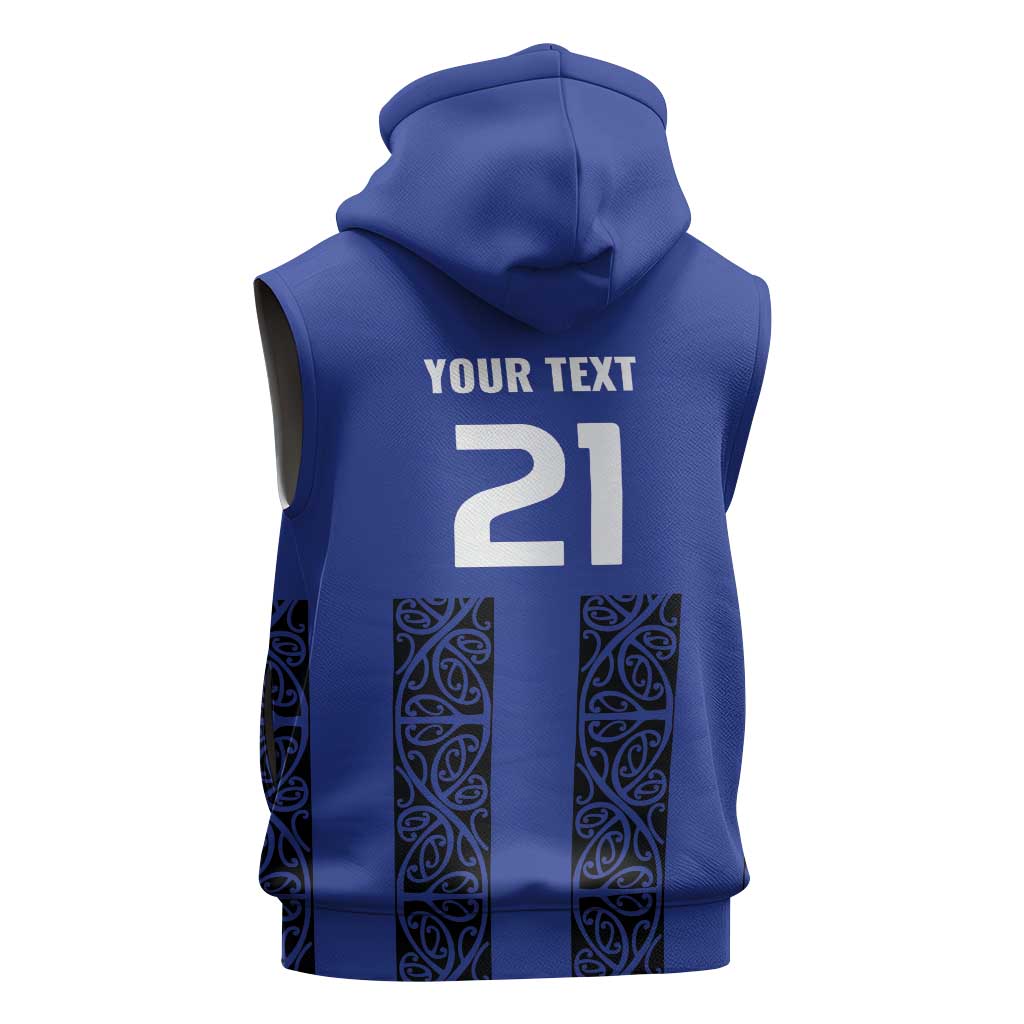 Custom Oceania Football NZ Auckland Sleeveless Zip Hoodie Maori Tribal Pattern LT9 - Polynesian Pride