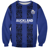 Custom Oceania Football NZ Auckland Sweatshirt Maori Tribal Pattern LT9 Unisex Blue - Polynesian Pride