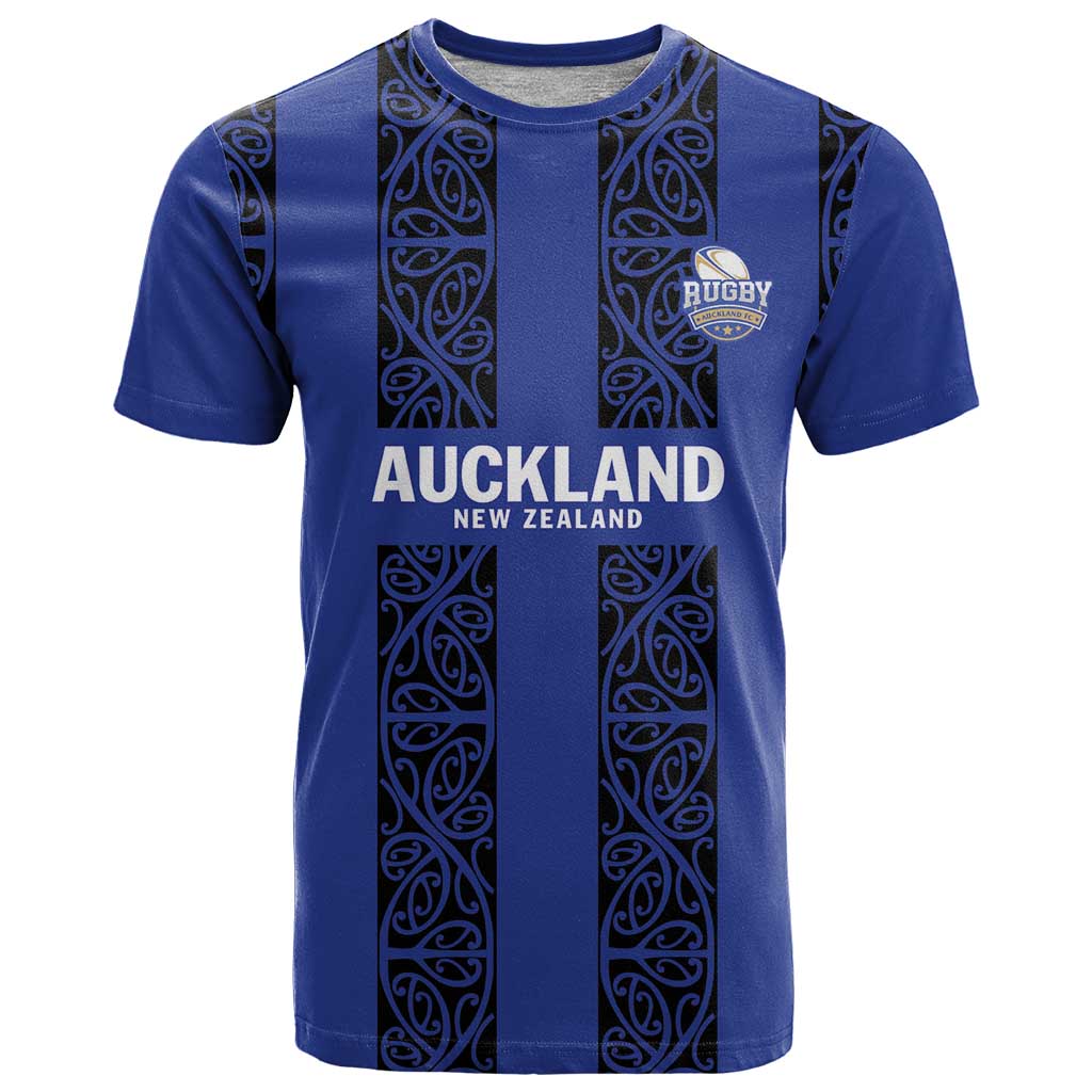 Custom Oceania Football NZ Auckland T Shirt Maori Tribal Pattern LT9 Blue - Polynesian Pride