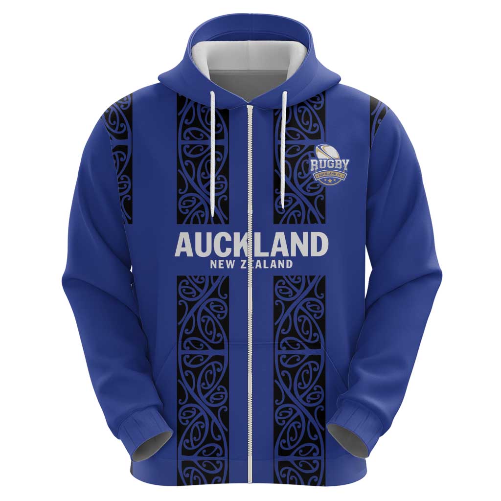 Custom Oceania Football NZ Auckland Zip Hoodie Maori Tribal Pattern LT9 - Polynesian Pride