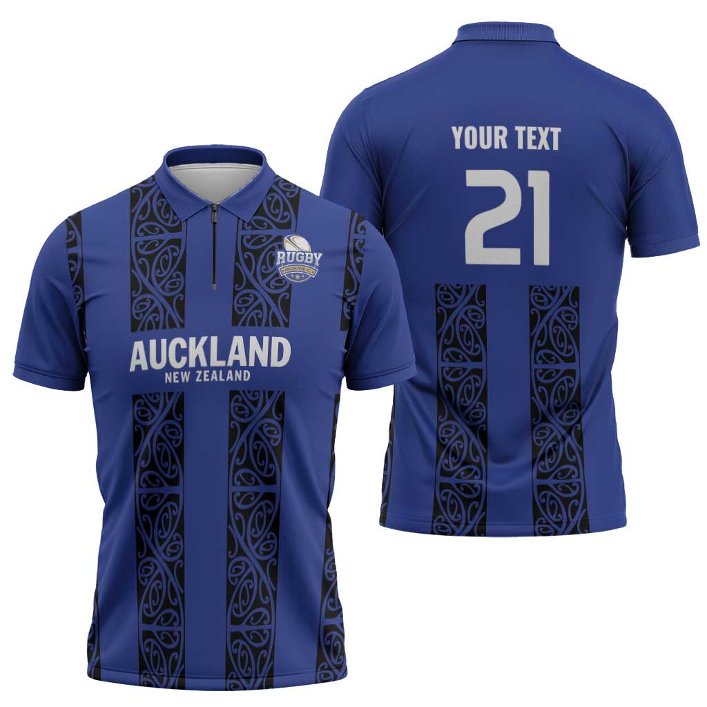 Custom Oceania Football NZ Auckland Zipper Polo Shirt Maori Tribal Pattern LT9 - Polynesian Pride