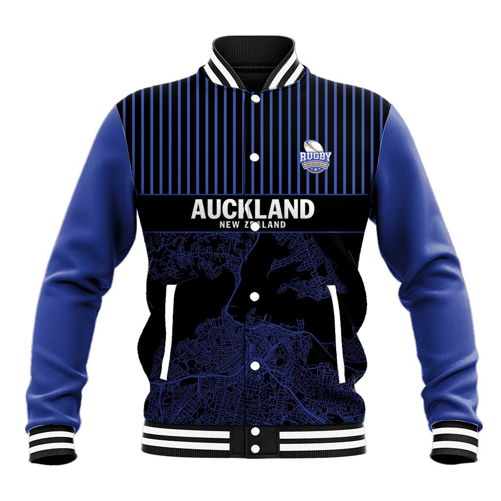 Custom Oceania Football NZ Auckland Baseball Jacket Minimal City Map Style LT9 Unisex Blue - Polynesian Pride