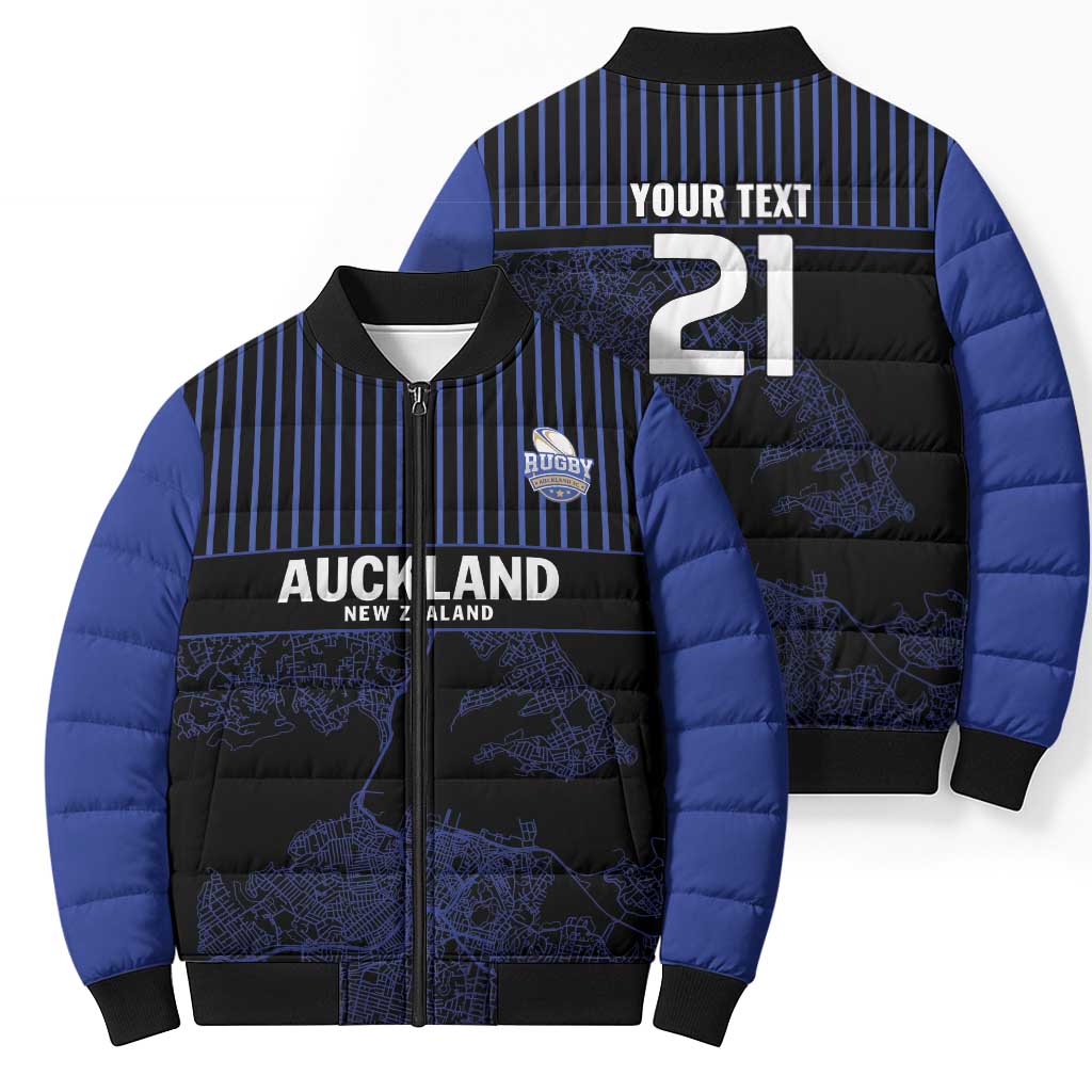 Custom Oceania Football NZ Auckland Bomber Puffer Jacket Minimal City Map Style LT9 - Polynesian Pride