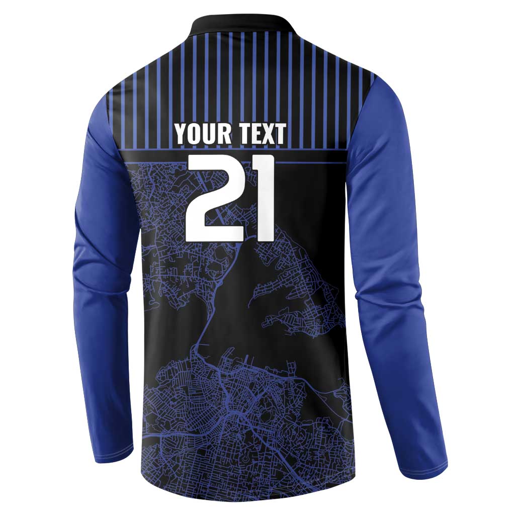 Custom Oceania Football NZ Auckland Button Sweatshirt Minimal City Map Style LT9 - Polynesian Pride