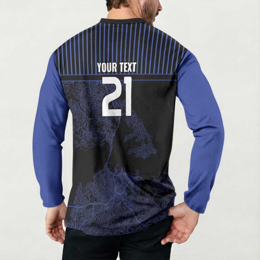 Custom Oceania Football NZ Auckland Button Sweatshirt Minimal City Map Style LT9 - Polynesian Pride