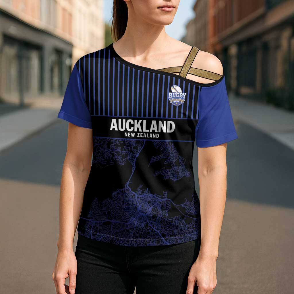 Custom Oceania Football NZ Auckland Cross Shoulder Shirt Minimal City Map Style LT9 - Polynesian Pride