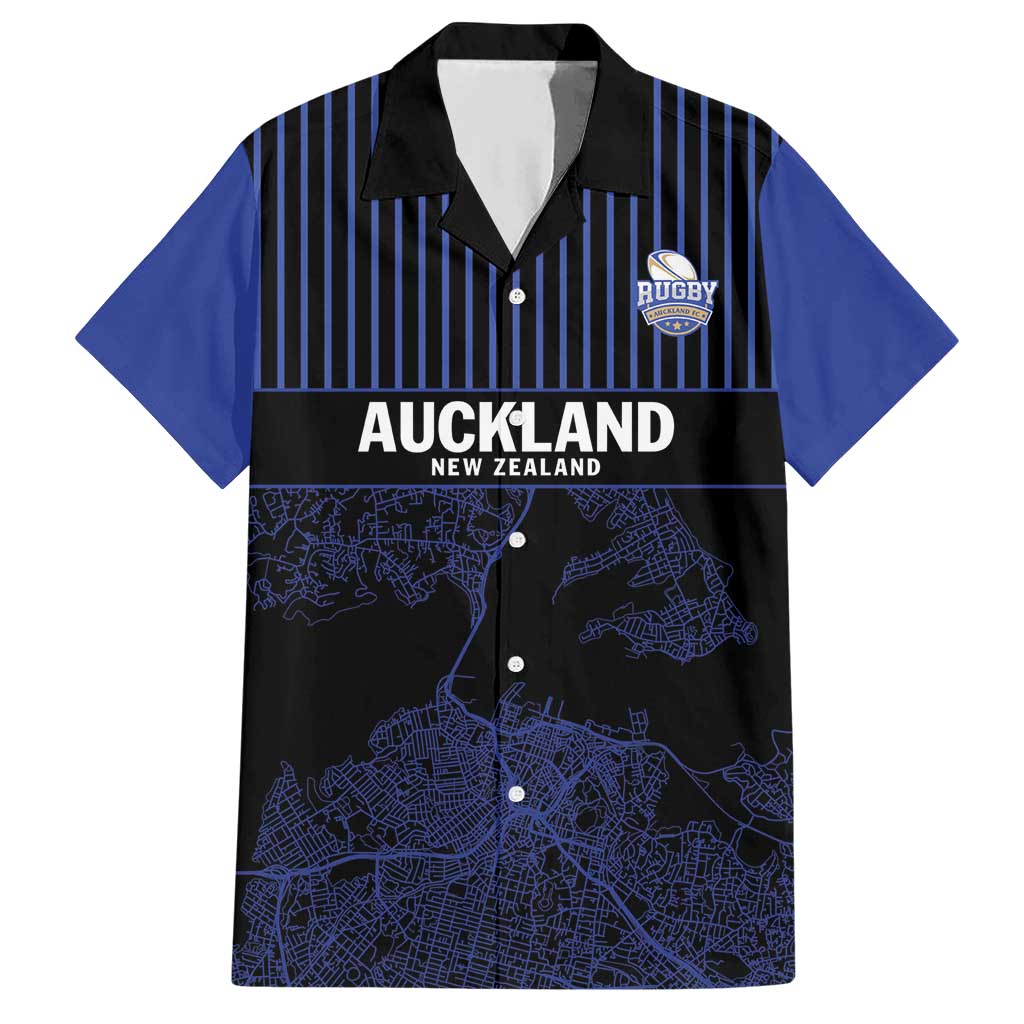 Custom Oceania Football NZ Auckland Hawaiian Shirt Minimal City Map Style LT9 Blue - Polynesian Pride