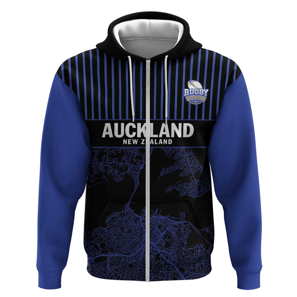 Custom Oceania Football NZ Auckland Hoodie Minimal City Map Style LT9 Zip Hoodie Blue - Polynesian Pride