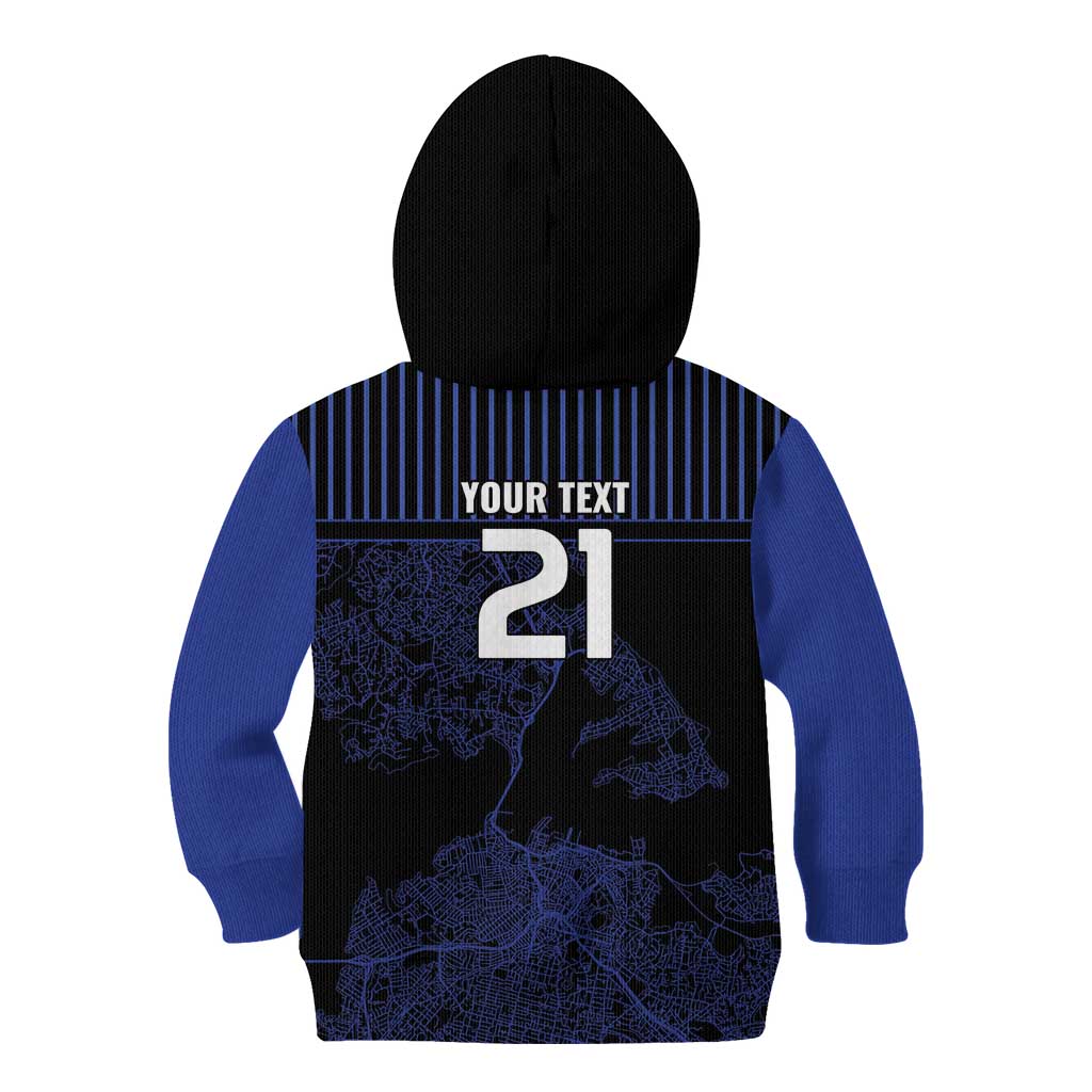 Custom Oceania Football NZ Auckland Kid Hoodie Minimal City Map Style LT9 - Polynesian Pride