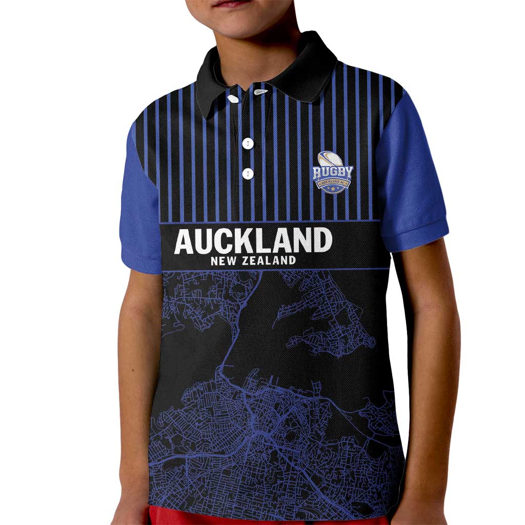 Custom Oceania Football NZ Auckland Kid Polo Shirt Minimal City Map Style
