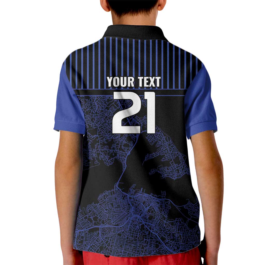 Custom Oceania Football NZ Auckland Kid Polo Shirt Minimal City Map Style