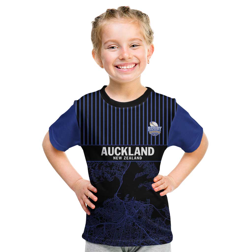 Custom Oceania Football NZ Auckland Kid T Shirt Minimal City Map Style LT9 Blue - Polynesian Pride