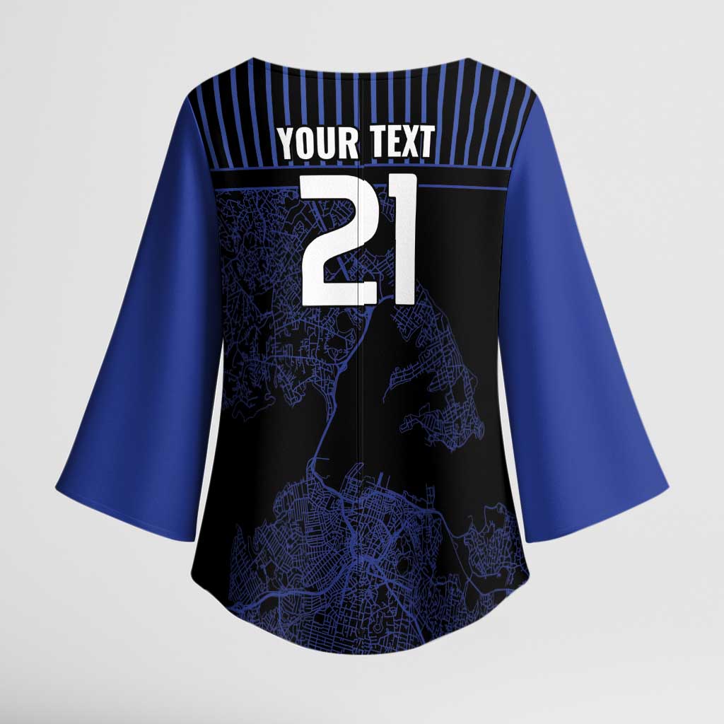 Custom Oceania Football NZ Auckland Kimono Sleeve Blouse Minimal City Map Style LT9 - Polynesian Pride