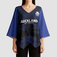Custom Oceania Football NZ Auckland Kimono Sleeve Blouse Minimal City Map Style LT9 - Polynesian Pride