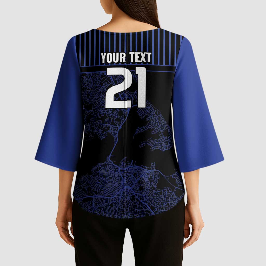 Custom Oceania Football NZ Auckland Kimono Sleeve Blouse Minimal City Map Style LT9 - Polynesian Pride