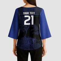 Custom Oceania Football NZ Auckland Kimono Sleeve Blouse Minimal City Map Style LT9 - Polynesian Pride