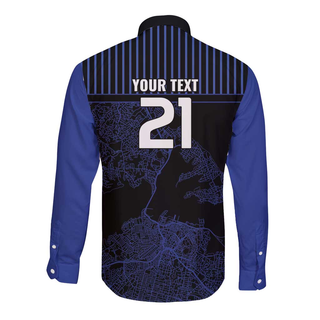 Custom Oceania Football NZ Auckland Long Sleeve Button Shirt Minimal City Map Style LT9 - Polynesian Pride