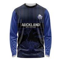 Custom Oceania Football NZ Auckland Long Sleeve Shirt Minimal City Map Style LT9 Unisex Blue - Polynesian Pride