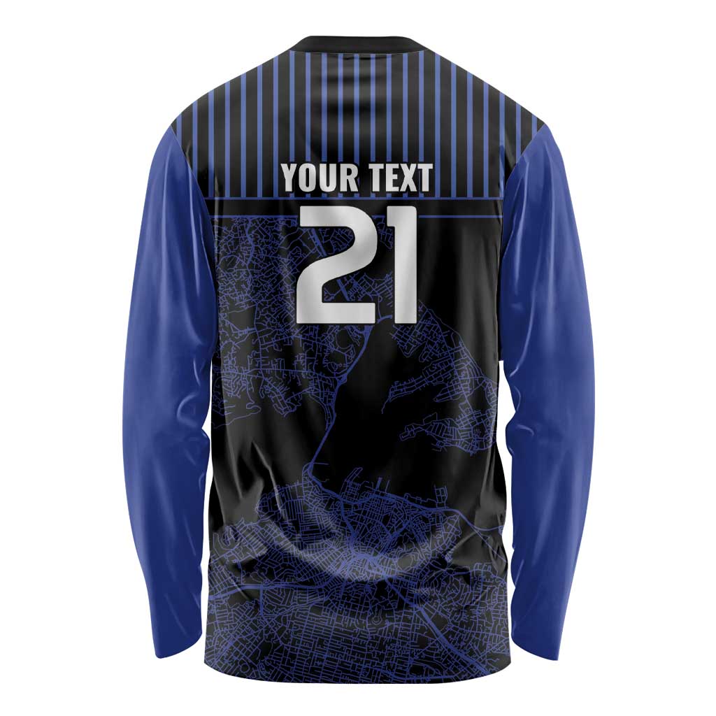 Custom Oceania Football NZ Auckland Long Sleeve Shirt Minimal City Map Style LT9 - Polynesian Pride