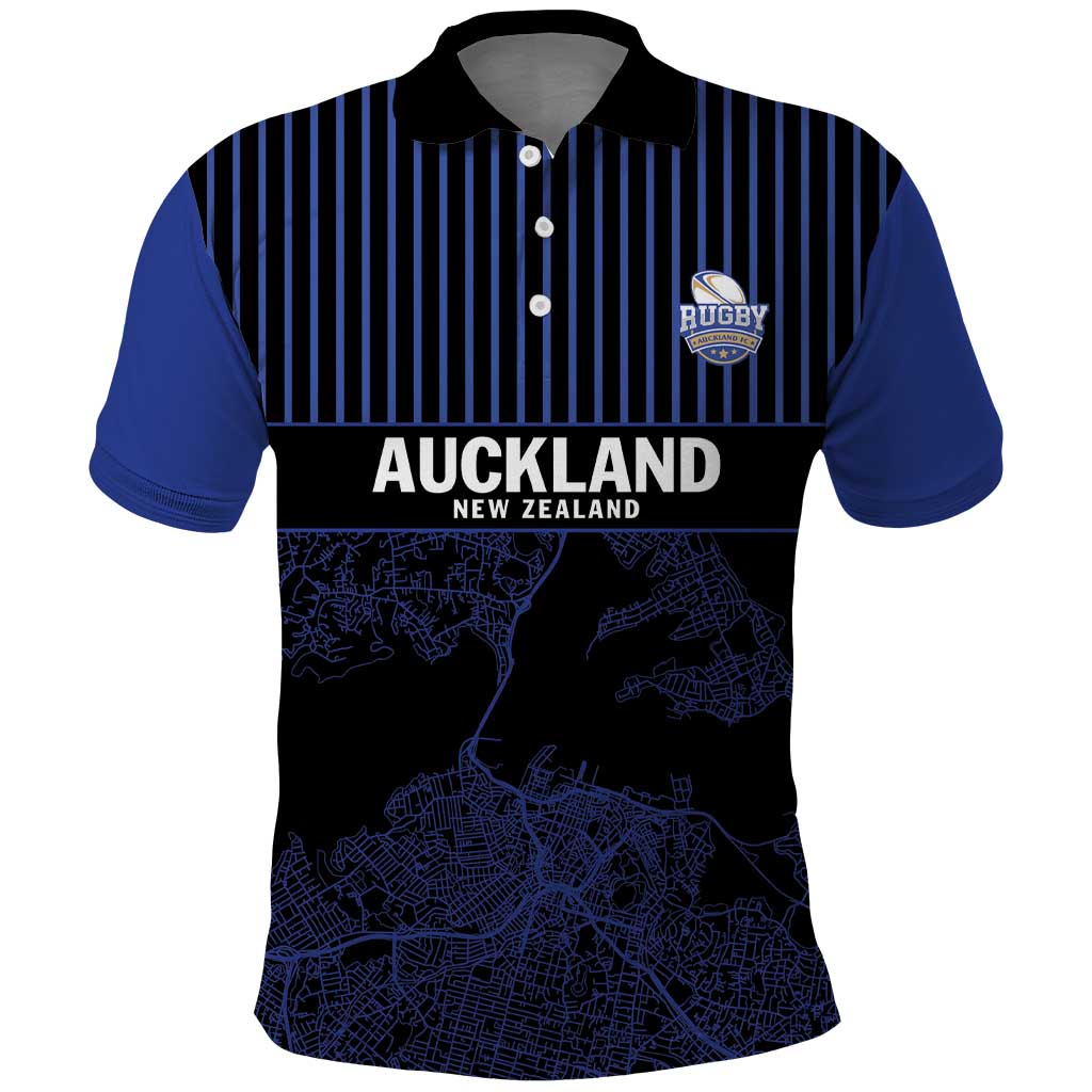 Custom Oceania Football NZ Auckland Polo Shirt Minimal City Map Style LT9 Blue - Polynesian Pride