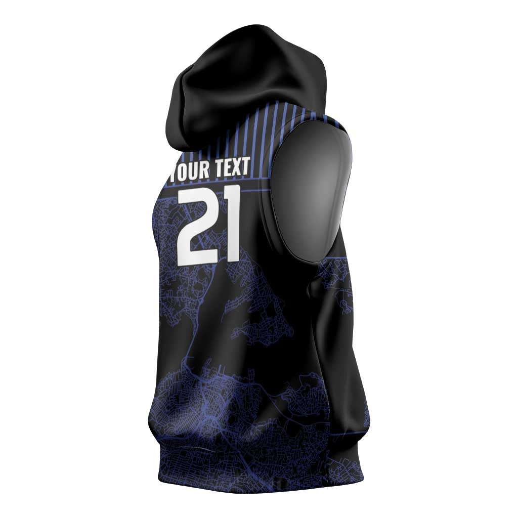 Custom Oceania Football NZ Auckland Sleeveless Hoodie Minimal City Map Style LT9 - Polynesian Pride