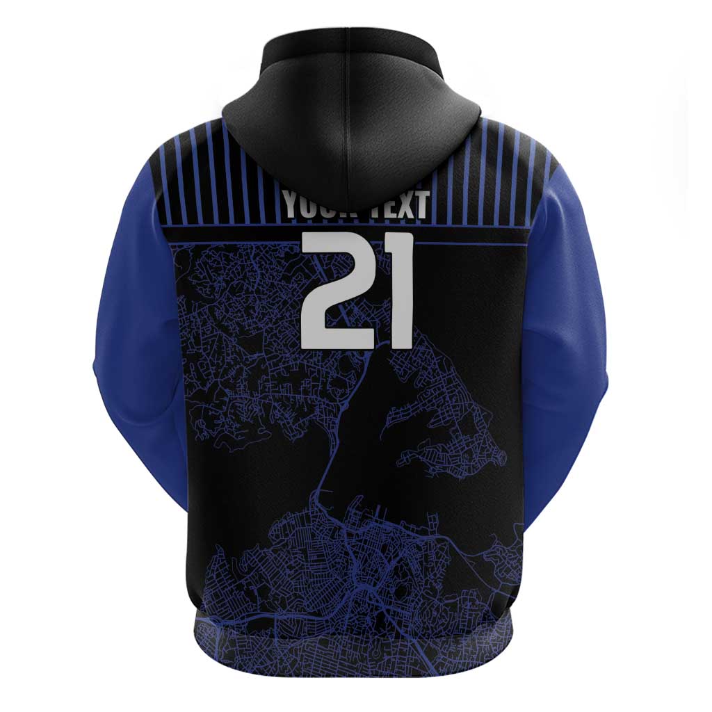 Custom Oceania Football NZ Auckland Zip Hoodie Minimal City Map Style