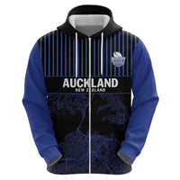 Custom Oceania Football NZ Auckland Zip Hoodie Minimal City Map Style