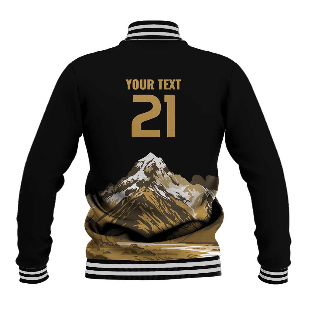 Custom Oceania Football NZ South Island Baseball Jacket Minimal Mount Cook Silhouette LT9 - Polynesian Pride
