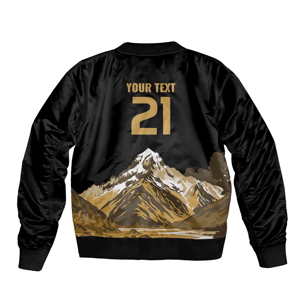 Custom Oceania Football NZ South Island Bomber Jacket Minimal Mount Cook Silhouette LT9 - Polynesian Pride