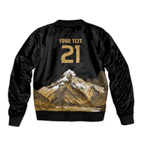 Custom Oceania Football NZ South Island Bomber Jacket Minimal Mount Cook Silhouette LT9 - Polynesian Pride
