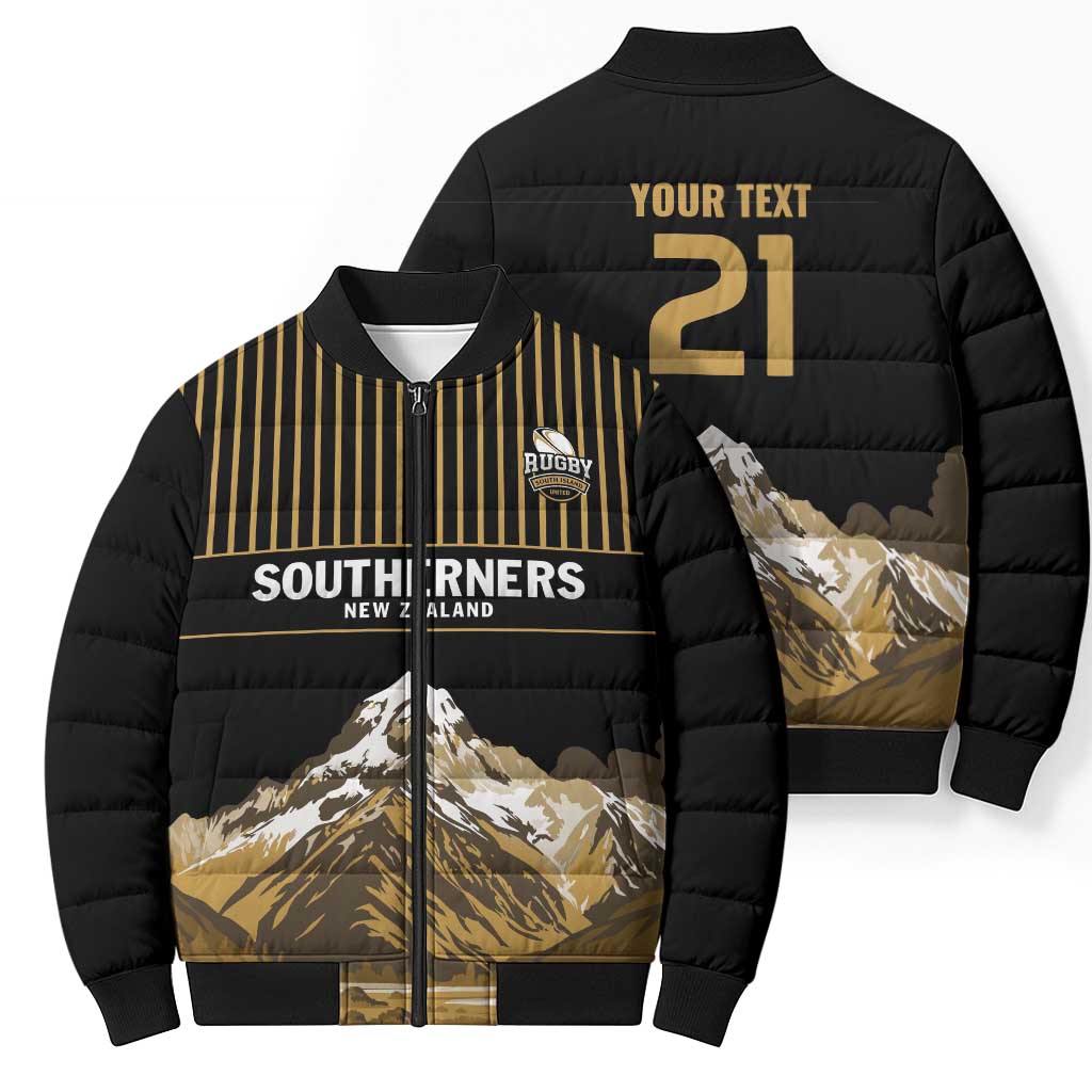 Custom Oceania Football NZ South Island Bomber Puffer Jacket Minimal Mount Cook Silhouette LT9 - Polynesian Pride