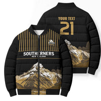 Custom Oceania Football NZ South Island Bomber Puffer Jacket Minimal Mount Cook Silhouette LT9 - Polynesian Pride