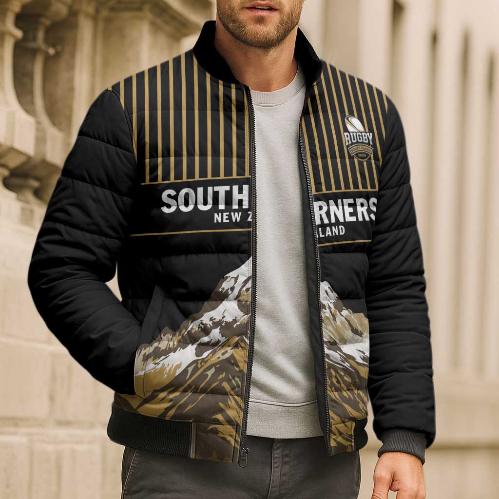 Custom Oceania Football NZ South Island Bomber Puffer Jacket Minimal Mount Cook Silhouette LT9 - Polynesian Pride