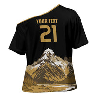 Custom Oceania Football NZ South Island Cross Shoulder Shirt Minimal Mount Cook Silhouette LT9 - Polynesian Pride