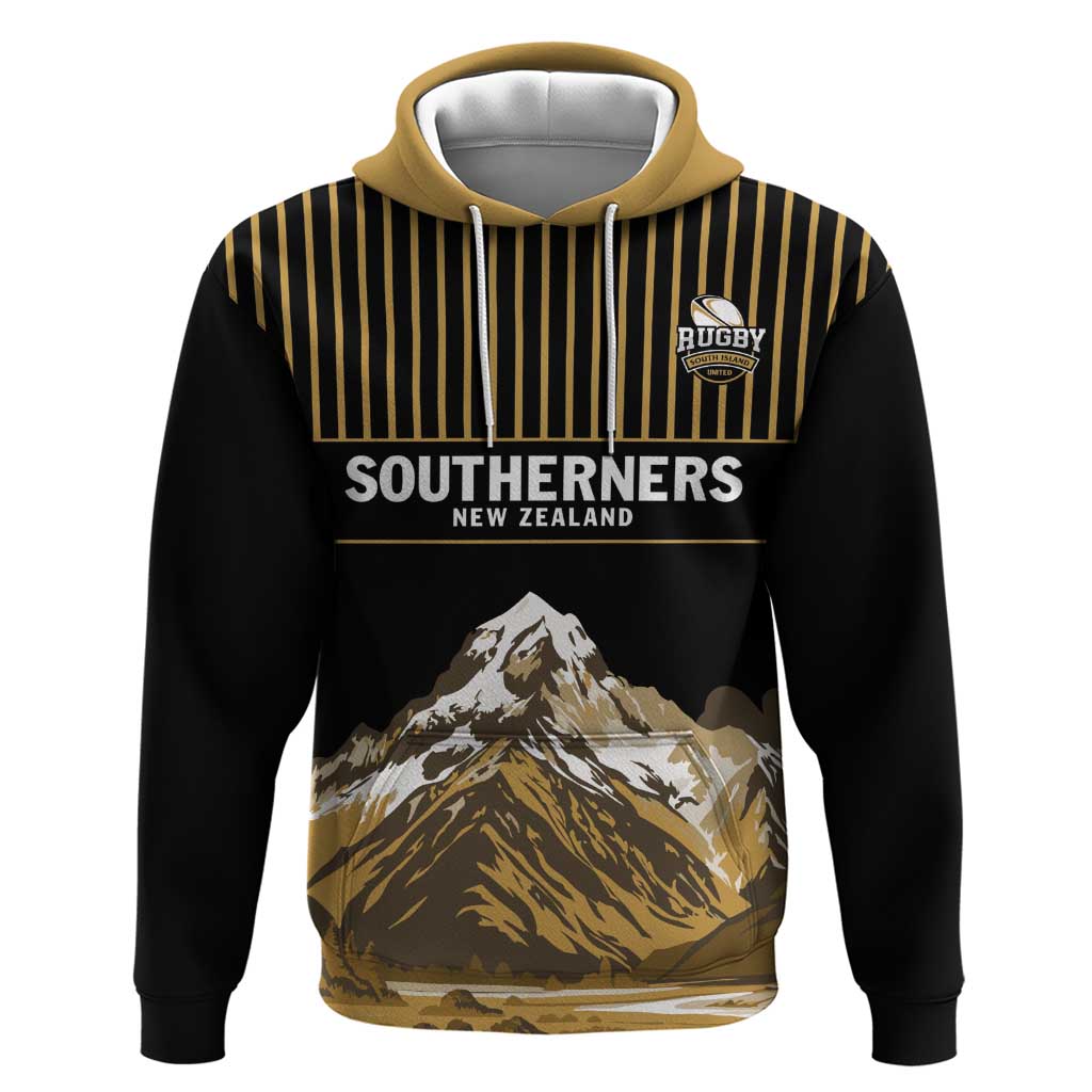 Custom Oceania Football NZ South Island Hoodie Minimal Mount Cook Silhouette LT9 Pullover Hoodie Black - Polynesian Pride