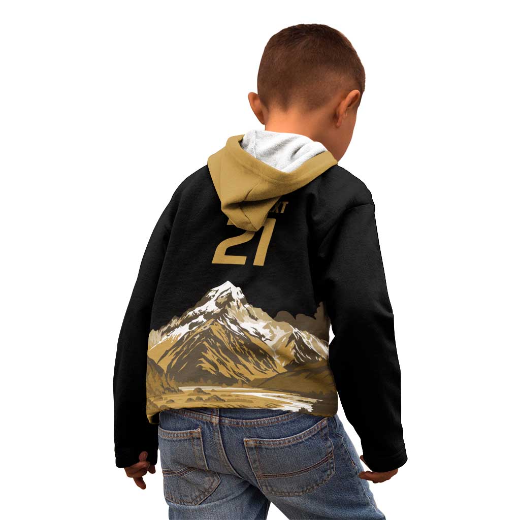 Custom Oceania Football NZ South Island Kid Hoodie Minimal Mount Cook Silhouette