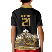 Custom Oceania Football NZ South Island Kid Polo Shirt Minimal Mount Cook Silhouette LT9 - Polynesian Pride