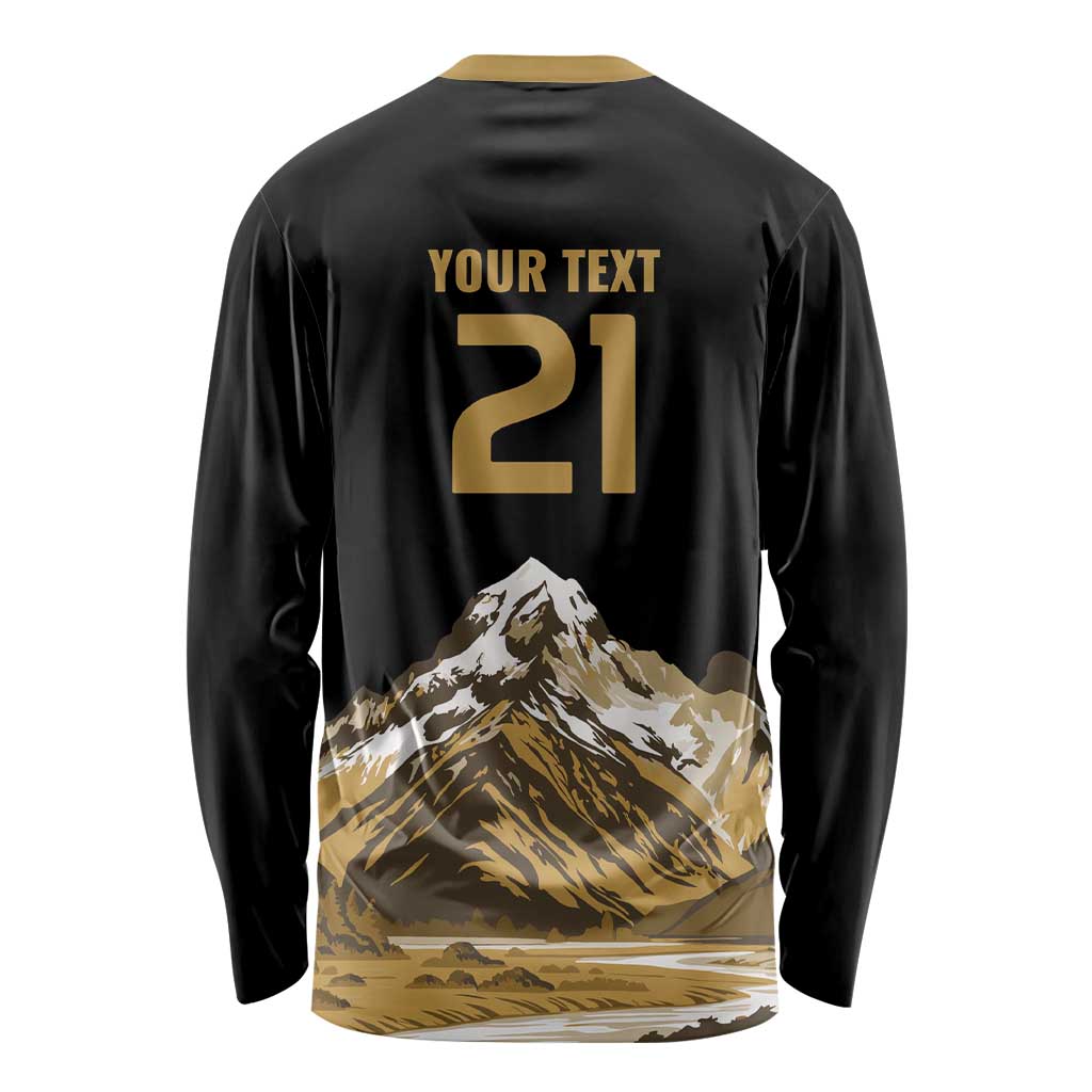 Custom Oceania Football NZ South Island Long Sleeve Shirt Minimal Mount Cook Silhouette LT9 - Polynesian Pride