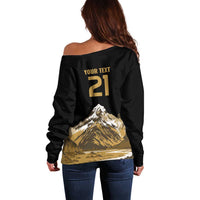 Custom Oceania Football NZ South Island Off Shoulder Sweater Minimal Mount Cook Silhouette LT9 - Polynesian Pride