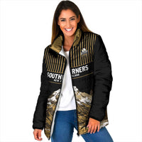 Custom Oceania Football NZ South Island Padded Jacket Minimal Mount Cook Silhouette LT9 Women Black - Polynesian Pride