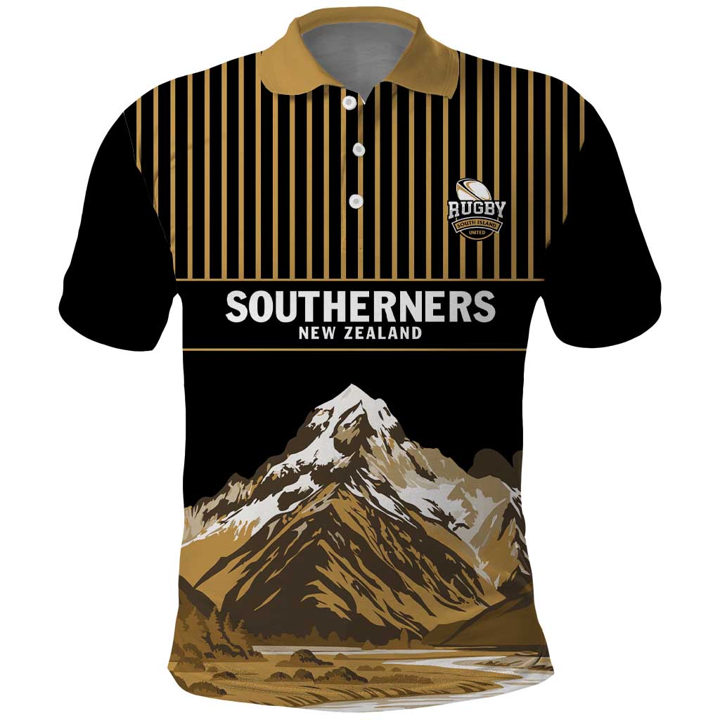 Custom Oceania Football NZ South Island Polo Shirt Minimal Mount Cook Silhouette